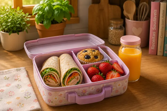 Lanche caseiro saudável na lancheira